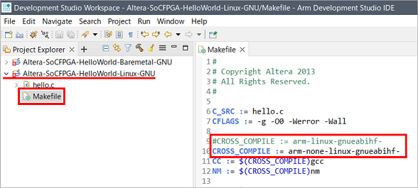 s-Figure 40_Open the Makefile and define CROSS_COMPILE as arm-none-linux-gnueabihf-.png