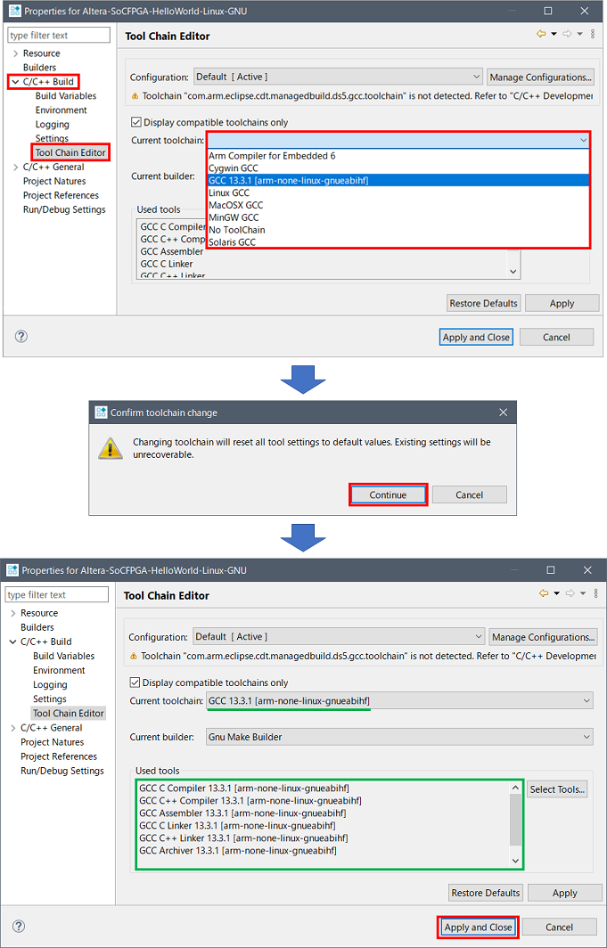 s-Figure 42_Select the tool chain you want to use and click [Apply and Close].png